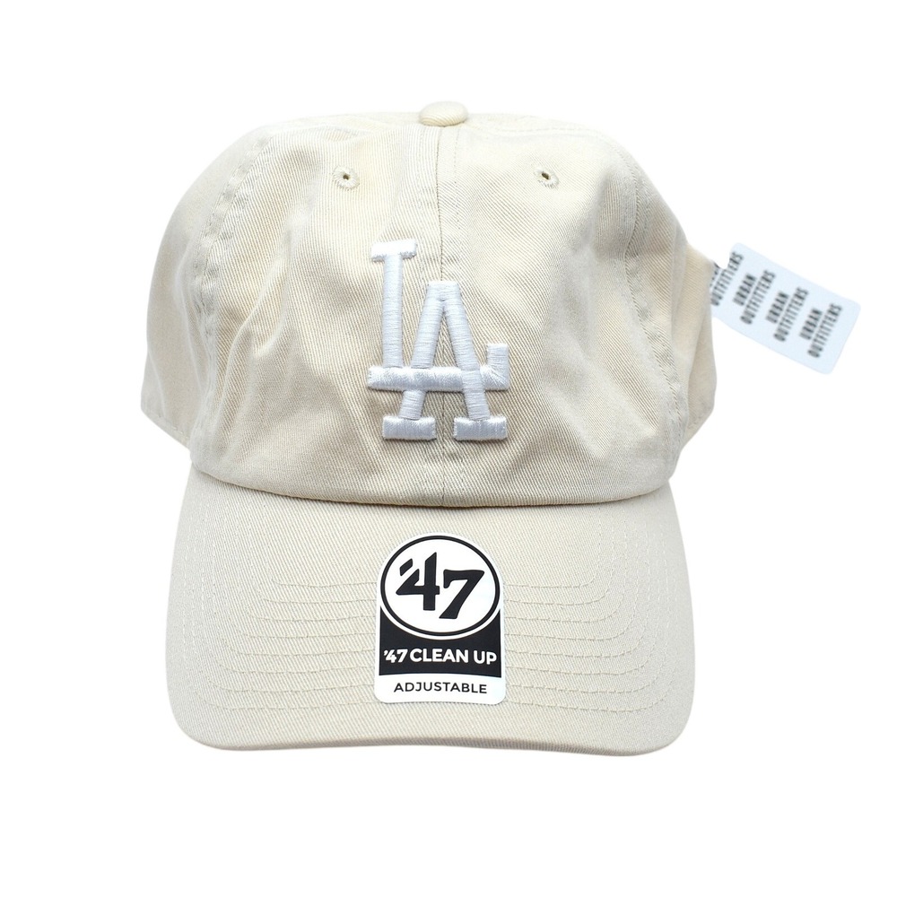 '47 Brand Los Angeles Dodgers MLB Clean Up Strapback Dad Hat‎ Cap Beige LA NWT